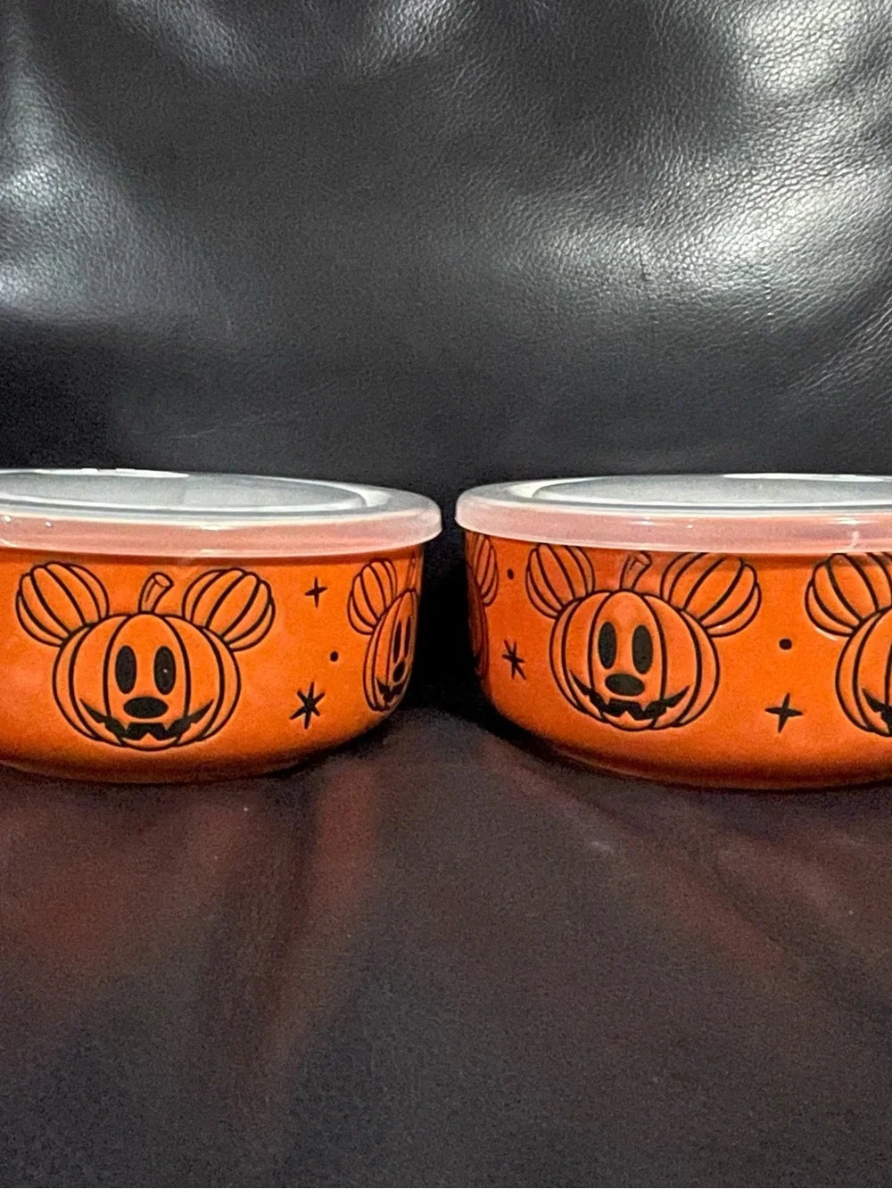 Halloween Pumpkin Themed Mickey Food Storage Bowls with Lids